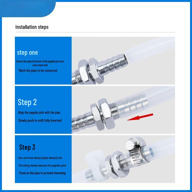 304 Stainless Steel Pagoda Through-Panel Air Hose Connector