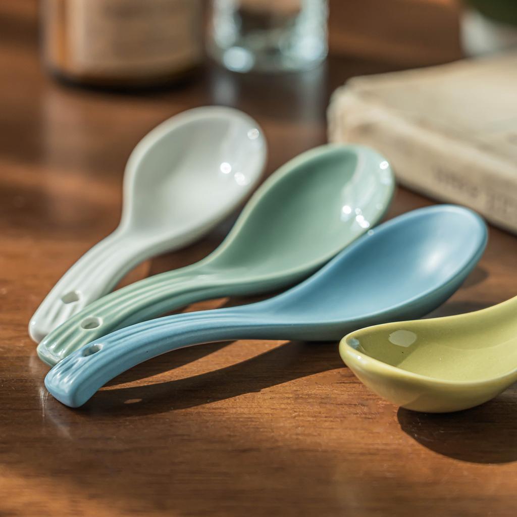High-Value Household Spoon, Ceramic Rice Spoon, Personal Spoon, Small Dessert Spoon, Tableware Spoon, Coffee Spoon