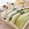 Winter Thick Three-Layer Quilted Blanket Milk Flannel Multifunctional Warm Blankets for Home Cartoon Printed Single Sofa Cover
