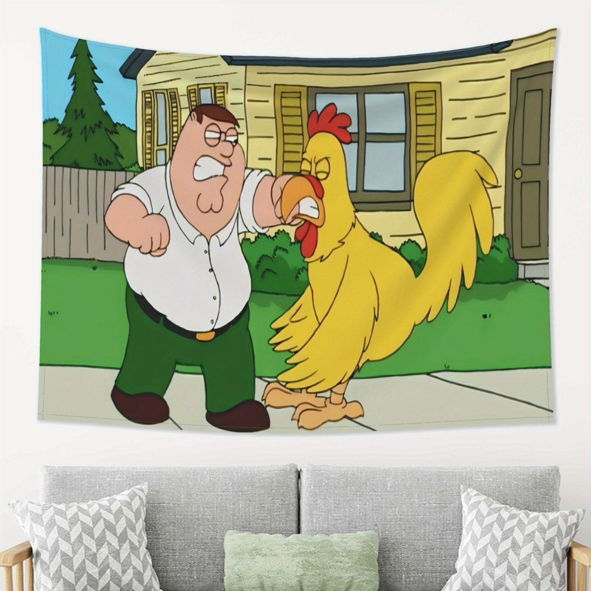 Family Guy Peter Griffin vs The Chicken Large Polyester Tapestry Durable FadeResistant Horizontal Wall Hanging for Bedroom Dorm 74x94cm(29x37in)
