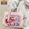 Y2K Cute Japanese Ita Bag Lolita Girl Transparent Shoulder Tote Bag Large Capacity Crossbody Casual Bag DIY Display Handbags