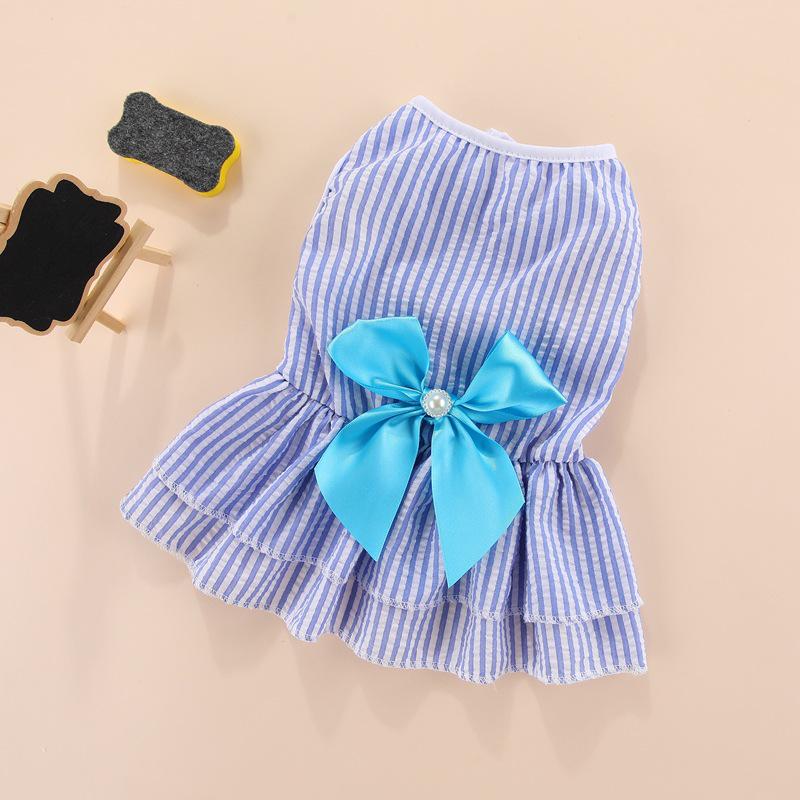 Striped Layered Cake Dress with Teddy, Poodle, Bulldog & Corgi Suspender Skirt for Spring/Summer
