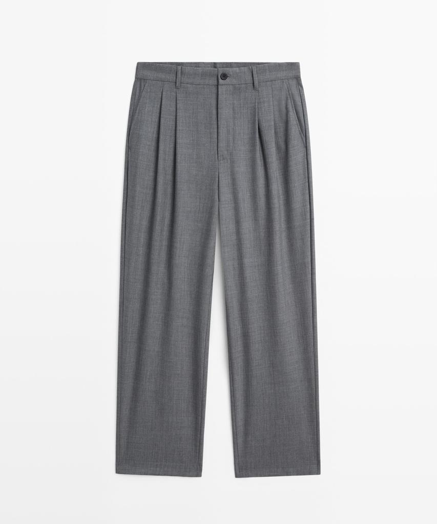 Masimodutti Relaxed Fit Pintuck Cool Wool Pants