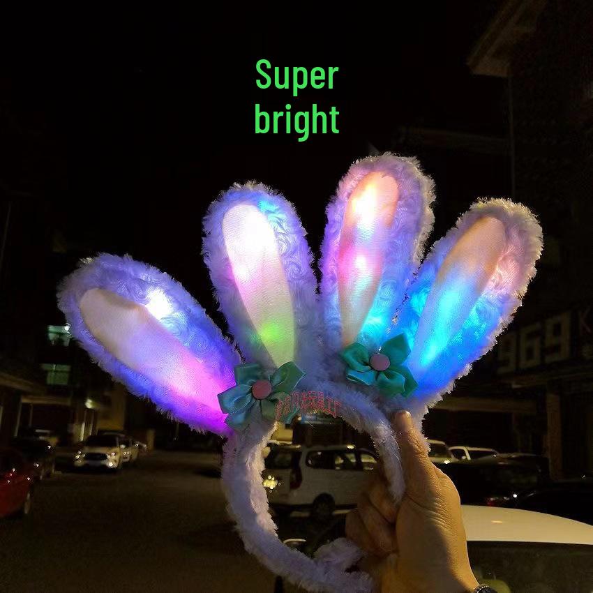 Luminous Feather Bunny Ear Plush Headband Hair Clip - Fun Accessories & Gifts