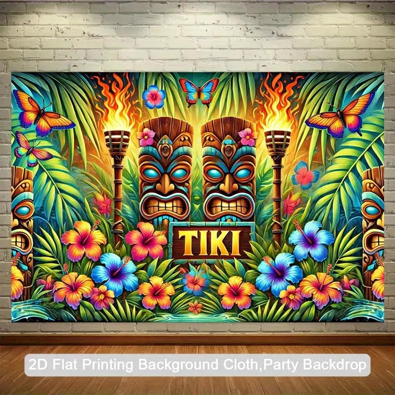 Tropical theme pattern, 2D backdrop cloth flag, party background tapestry, indoor and outdoor banner decoration