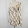 Burberry BLUE LABEL Langarm Karottenoberteil Weiß Braun Damen 38/M(GEBRAUCHT)