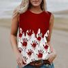 Women's Round Neck Casual Sleeveless Halloween Printed Vest T-Shirt Top