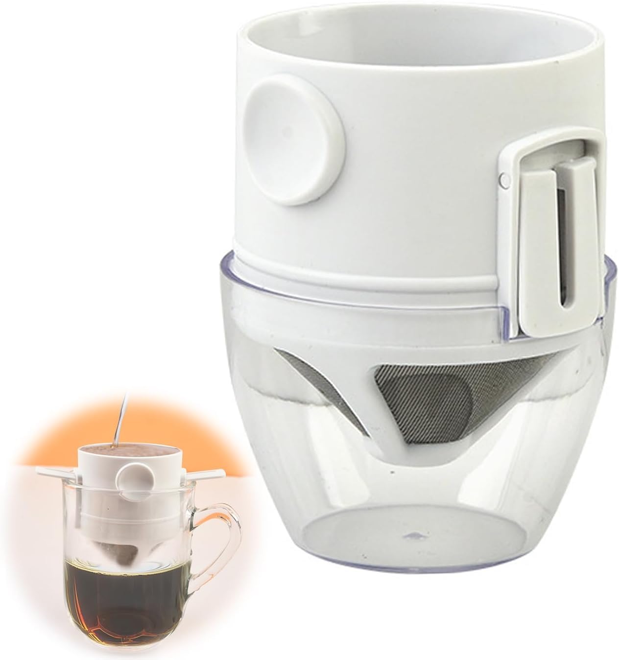 

TVETE Foldable Coffee Maker, Single-Serve, Stainless Steel Coffee Filter, Fits Cups with a 76-110mm Diameter, Coffee Powder Filter Cup, Double-Layer