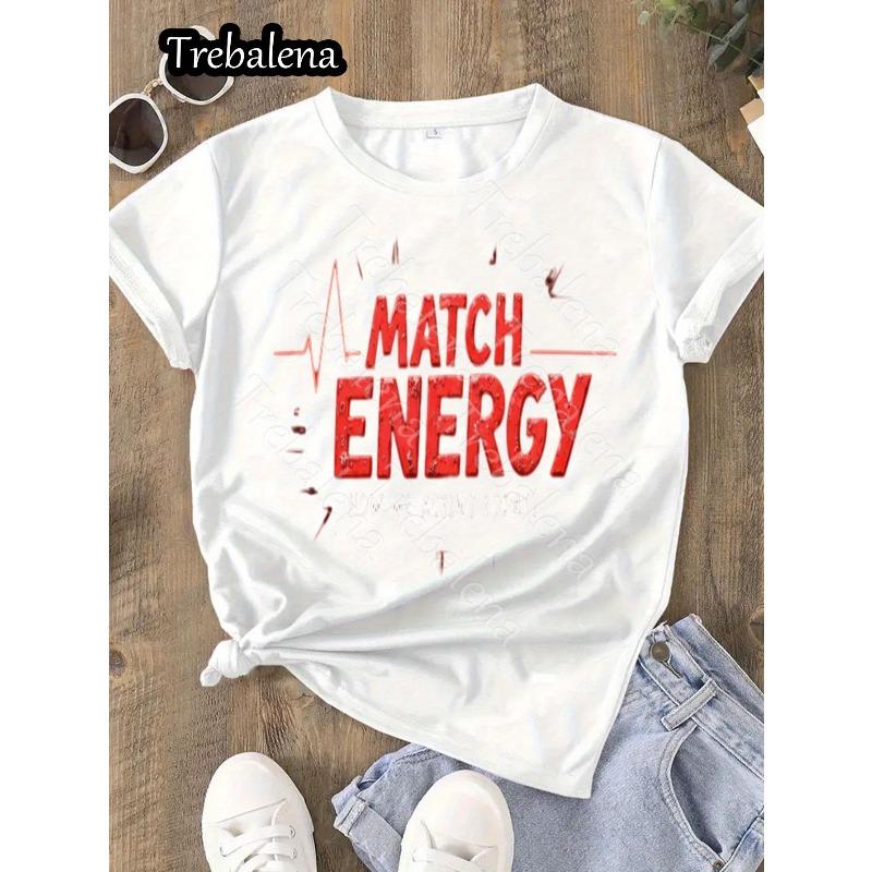 

Women s Plus Size I Match Energy Slogan Casual Crew Neck Tee 4XL чорний