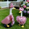 Valentine's Day Porch Goose Outfit Heart Shaped Ruffled Costume Bow Hat Lawn Goose Apparel Fits 23 Inch Goose Statue for Garden Patio Decor