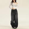 Women's High-Waist Black & Gray Wide-Leg Jeans - Autumn 2024
