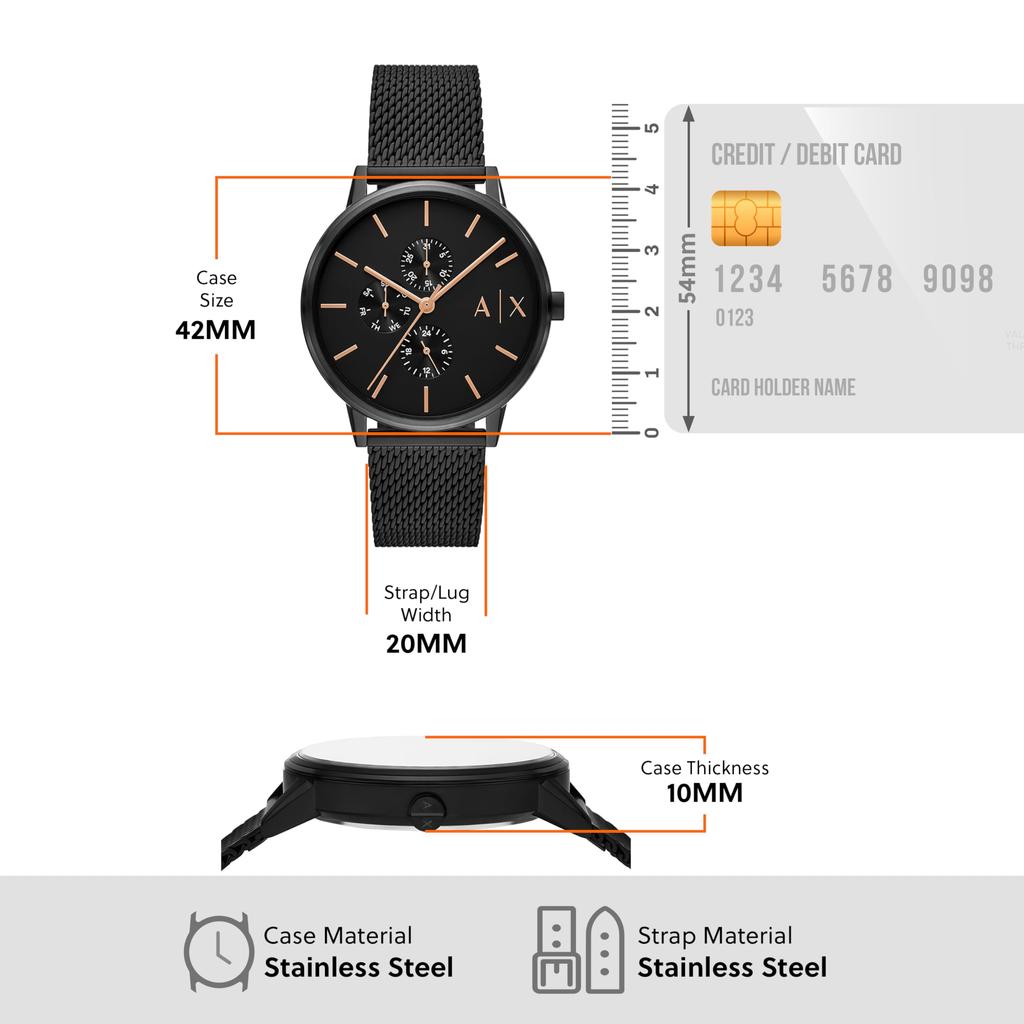 AX Armani Exchange AX7162SET Men's Watch, Black