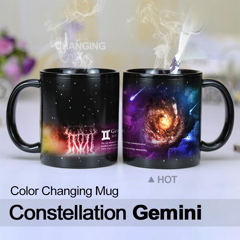 Starry Sky Purple Illusion 12 Constellation Color Changing Water Cup Ceramic Mug Suitable for Couples To Give Gifts