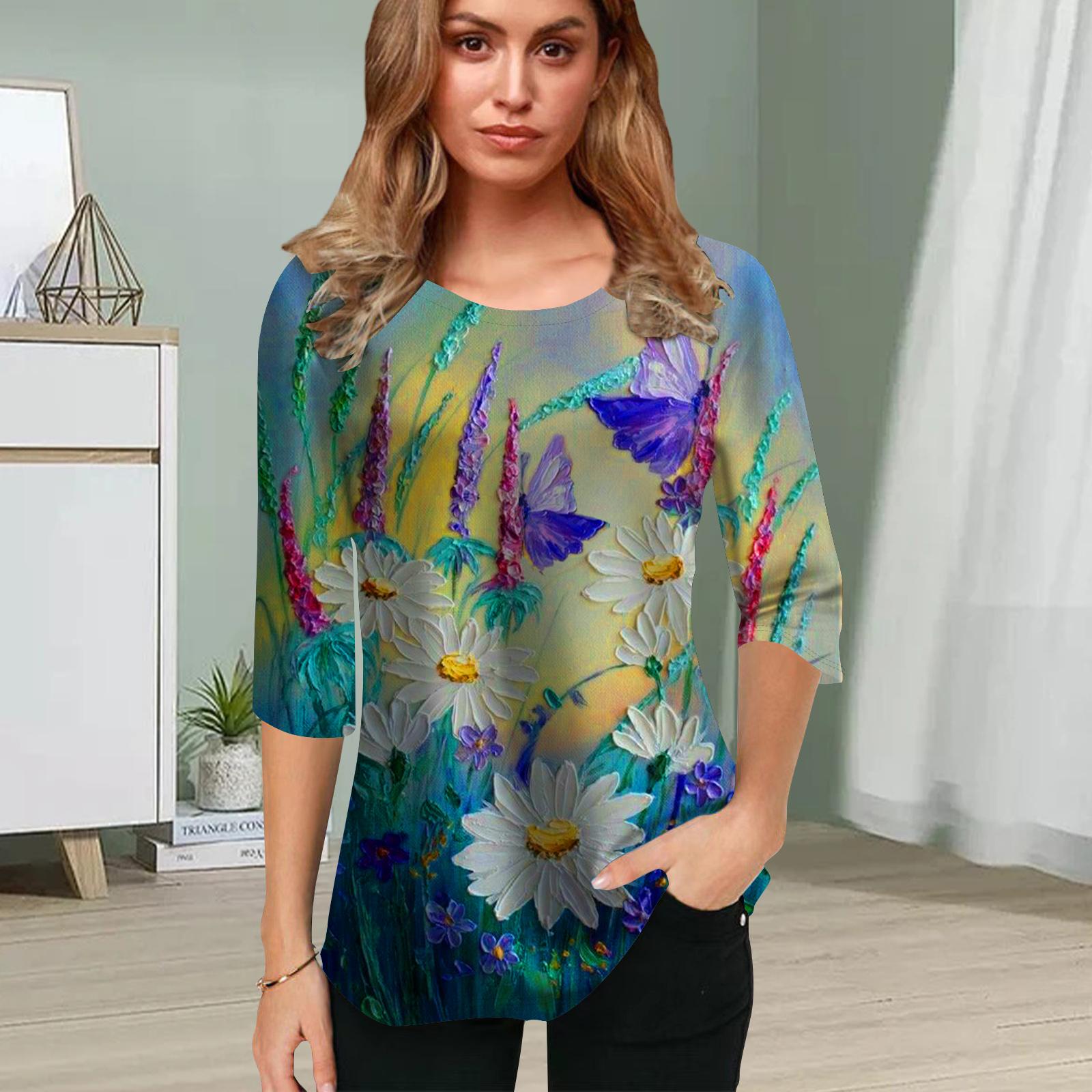 

Женская блузка с принтом 3D Little Daisy Flower, топы с короткими рукавами, летние повседневные топы, футболка с круглым вырезом и короткими рукавами 8XL