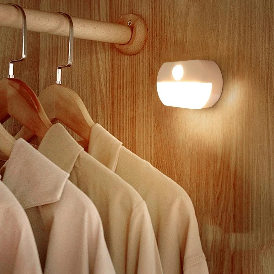 Motion Sensor Cabinet Light Wireless LED Night Lamp AAA Battery Powered For Bedroom Kitchen Wardrobe Wall Staircase Lighting