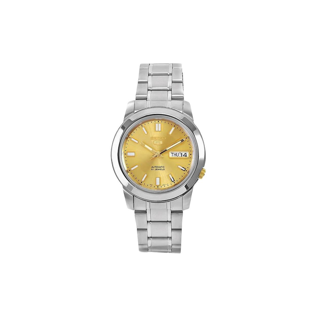 

SEIKO 30m Water Resistant Automatic Mechanical Movement Stainless Steel Strap Watch Unisex Gold Dial SNKK13K1 Gold Dial