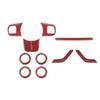 10X Full Set Cover Trim Kit Red Carbon Fiber Interior For Jeep Wrangler JK 11-17
