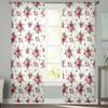 Vorhänge mit rotem Blumen- und Pflanzenmotiv, drapieren, transparenter Tüll, Heimdekoration, Wohnzimmer, Schlafzimmer, Cortinas, Chiffon-Fenstervorhänge