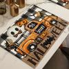 1PC Halloween Pumpkin Print Placemats Machine Washable Table Mat Linen Placemat for Kitchen Dining Table Decoration