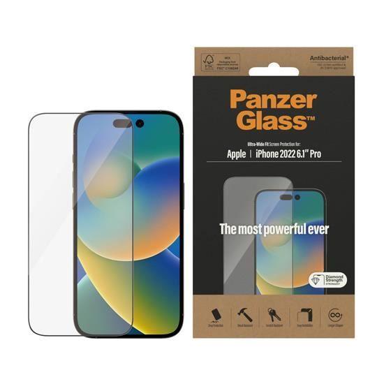Verre de protection - PanzerGlass - iPhone 14 Pro - Verre trempé - Résistant aux rayures - Protection anti-chocs