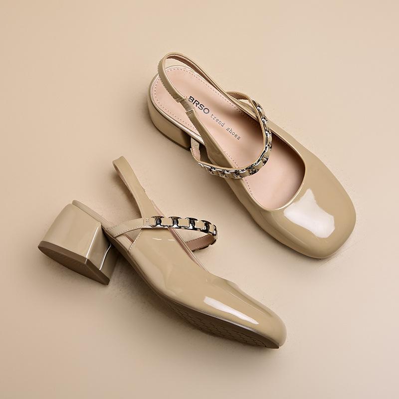Women's Summer Mary's Shoes 2025 New Fashion Thick Heel Back Strap High Heel Sandals Women's Party Dress Pumps Shoes