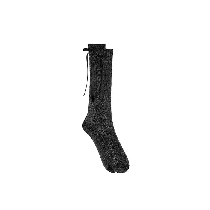 Back Ribbon Glitter Socks