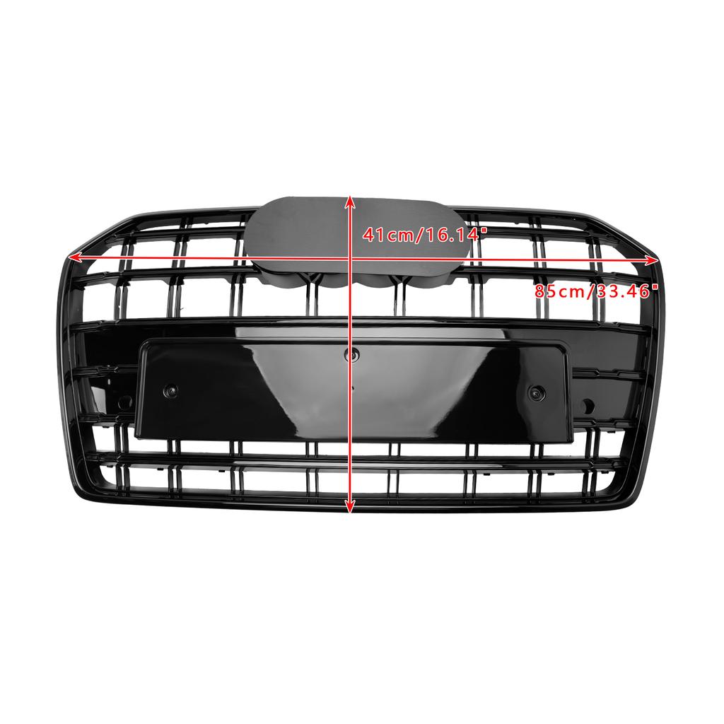 S6 Style Front Bumper Grille Grill Fit A6 S6 C7 2016-2018 Black