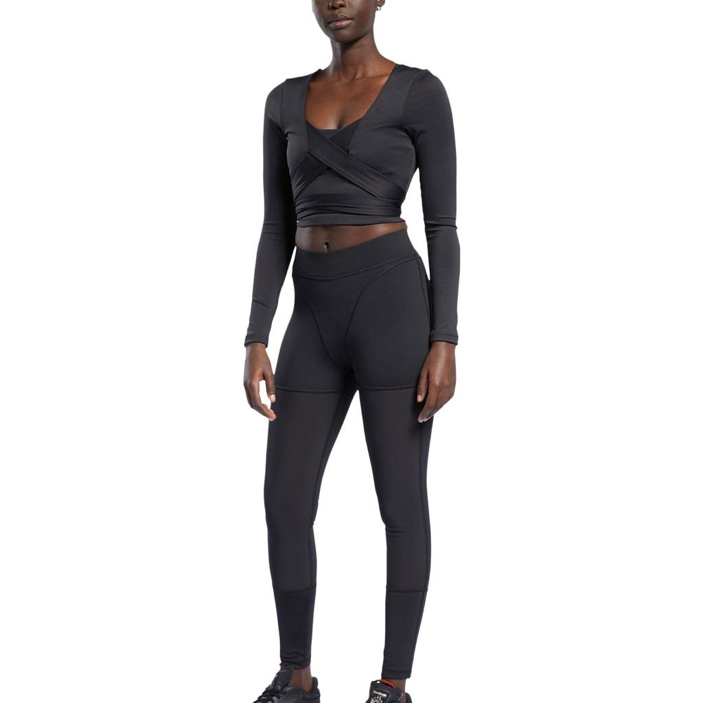 Reebok Solid Color Pullover Long Sleeve T-Shirt Women Tops Black H48419