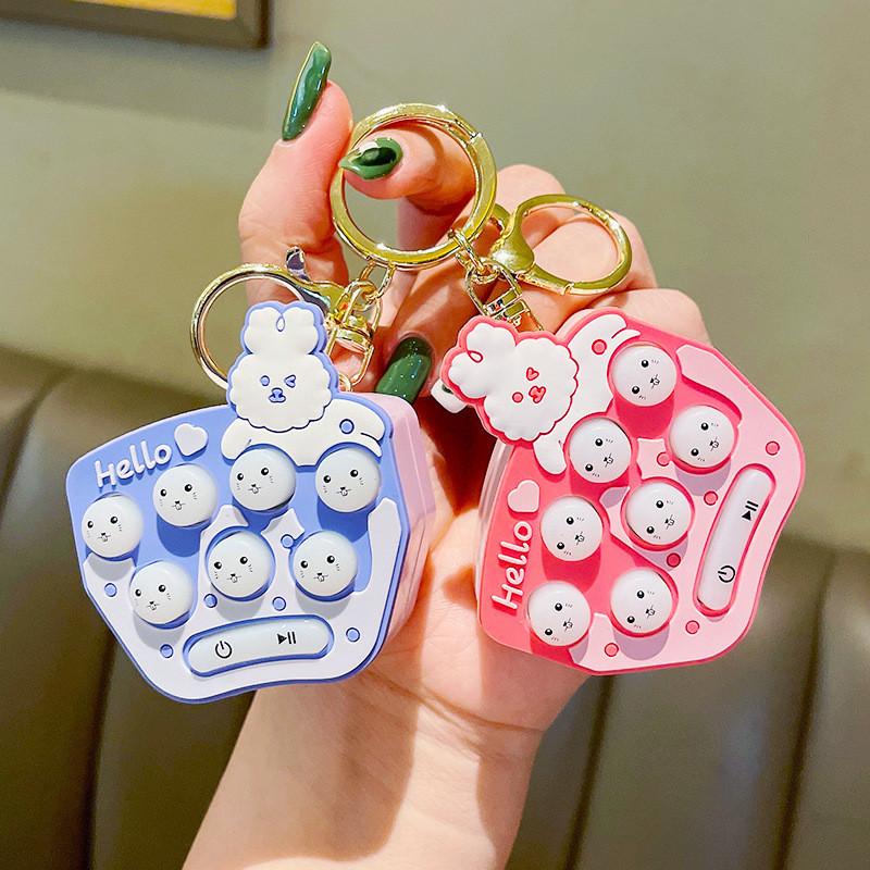 Cute Acrylic Rabbit Whack-a-mole Keychain Fun Mini Game Stress Reliever