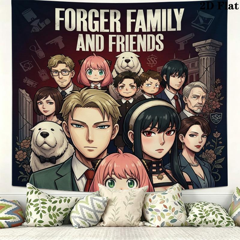 Spy Family Wall Tapestry Aesthetic Wall Hanging Printed Fabric Blanket Decorative Tapestries For Bedroom Living Room Home Decor