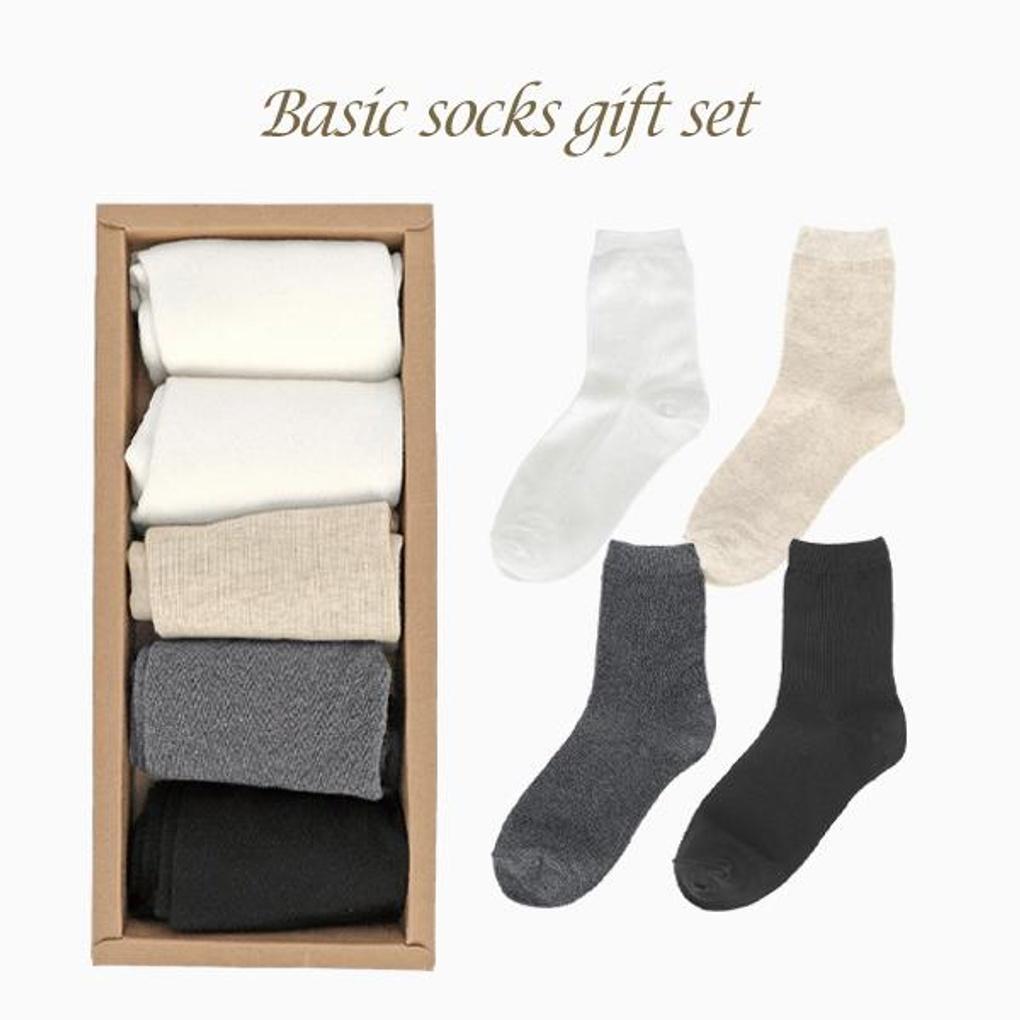 Elkate Women s Socks Gift Wrapping Long-Neck Basic Socks 5-Pair Gift Set LDSC005