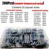 200Pcs Steel Spring Electrical Hardware Spring Set Extension Tension Springs Pressure Suit Metal Assortment Kit Box L=10-79.5mm