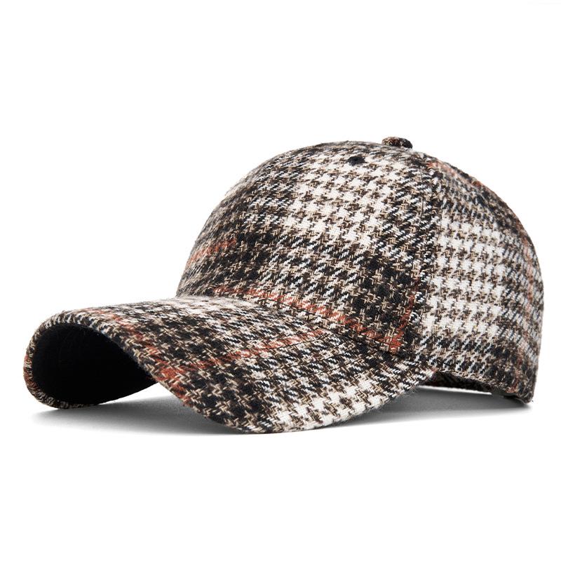 Unisex Autumn/Winter Classic Plaid Baseball Cap - Hard Top Duckbill Sun Hat