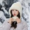 Autumn and Winter Hats Women's Velvet Rabbit Fur Thermal Hat Casual Versatile Cold-proof Wool Hat Hairball Windproof Knitted Hat