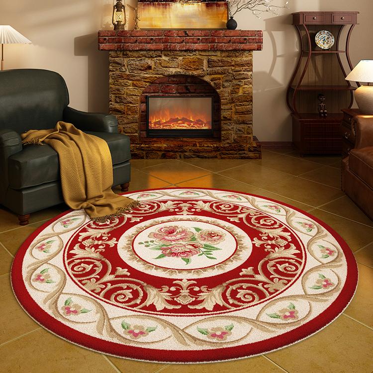 Amerikaans Retro Rond Tapijt Grote Vloerkleden voor Woonkamer Verdikken Slaapkamer Decor Perzisch Tapijt Pluizig Zacht Studeren Antislipmat 80x80CM
