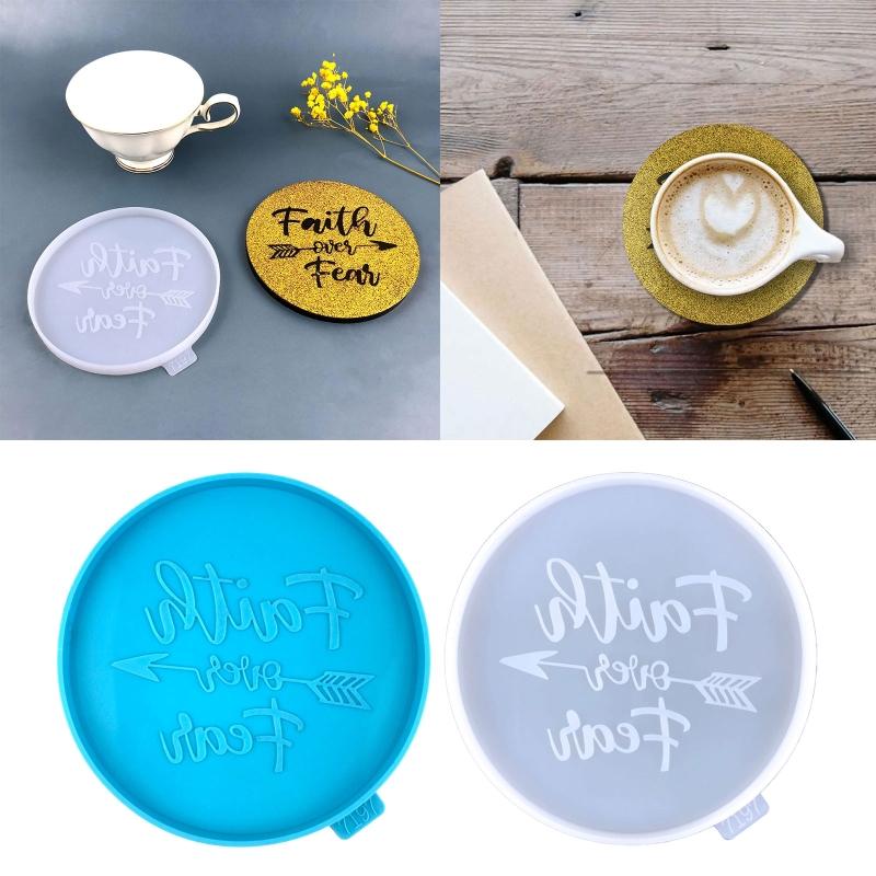 Resin Coaster Molds Round Storage Tray Mould Silicone Agate Coaster Molds Creative Faith Molds for Making DIY Craft