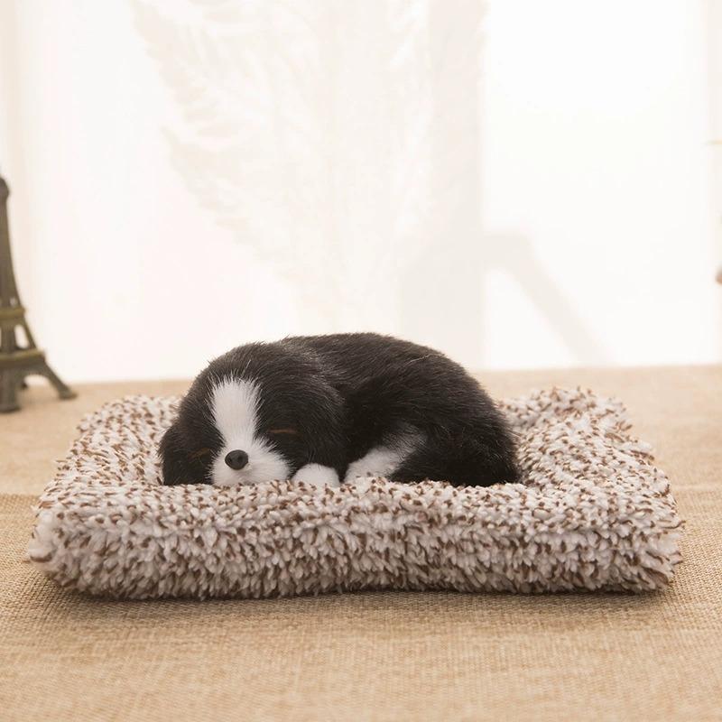 Simulated Napping Dog Cloth Mat & Plush Toy - Cute Animal Ornament, Perfect for Car Decoration & Desktop Decor
