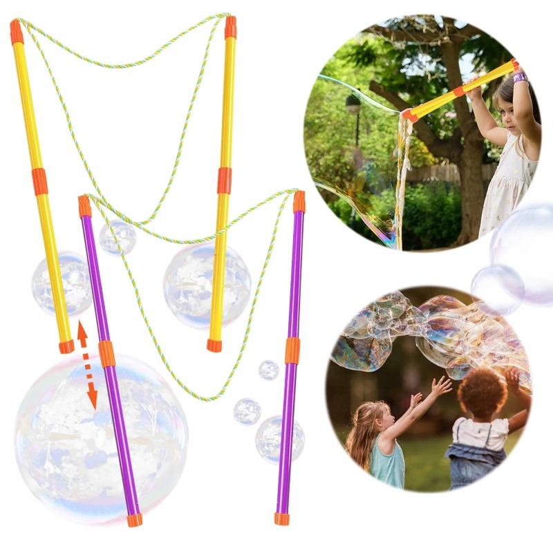 Double Pole Giant Bubble Stick, Large Bubble Circle Rope Toy, Outdoor Garden Stage Props Fun Bubble Tool for Kids