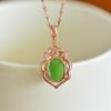 Hotan Jade S925 Silver Inlaid Jasper Egg Face Pendant for Women