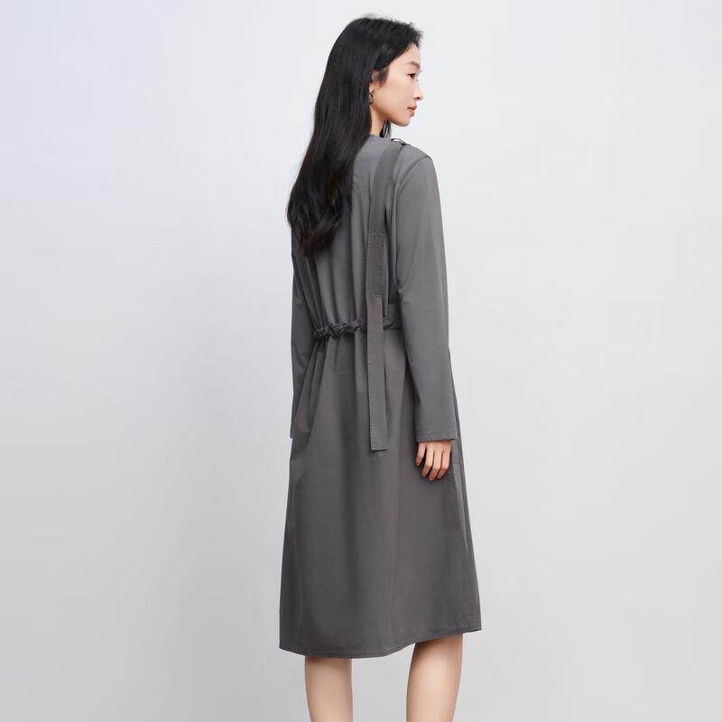 Elva' Island Women's Patchwork Faux Two-Piece Long-Sleeve T-Shirt Dress