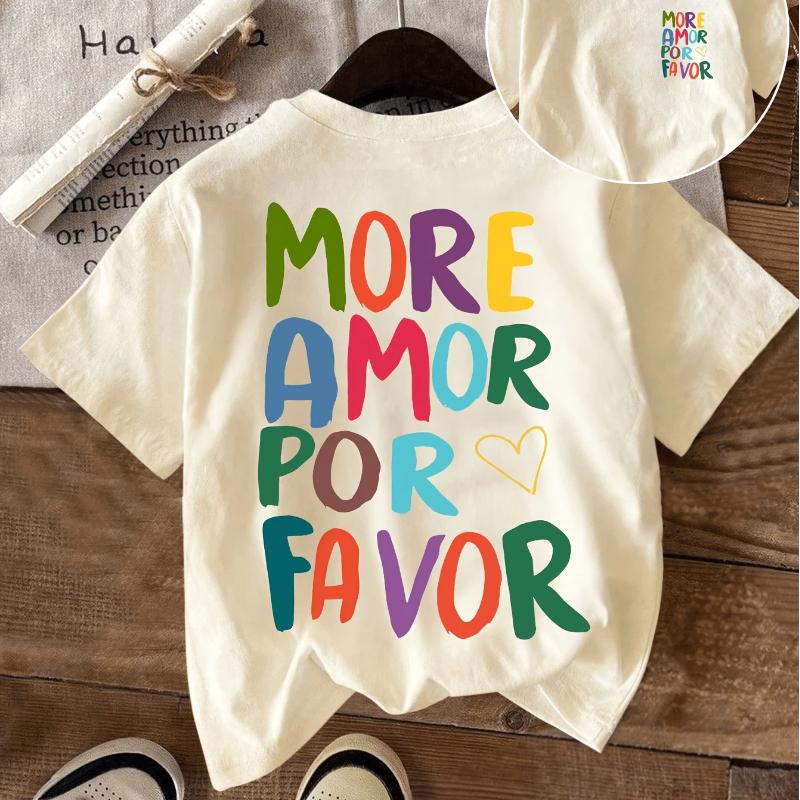 

Dopamine-colored Letters and Heart Pattern Front and Back Print, Daily Commuting Round Neck Short Sleeve T-shirt. Printed T-shirt XL бежевий