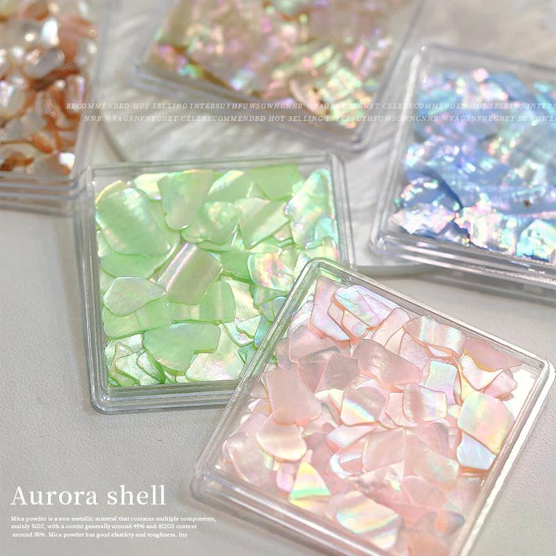 Aurora Shell Flake Nail Art Abalone Nail Charm 3D Natural Irregular Flake Shell Stone Sequins Art Decoration Nail Accessories