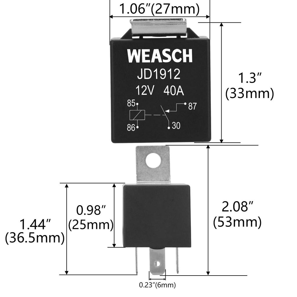 Weasch JD1912 Car Relay 40A 4 Pin SPST Auto Switch and Starter Waterproof