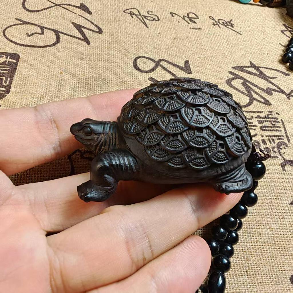 Agarwood Sculpture Money Turtle Ornament Wooden Turtle Office Home Figurines Decoration Accessories Birthday Gift for Family