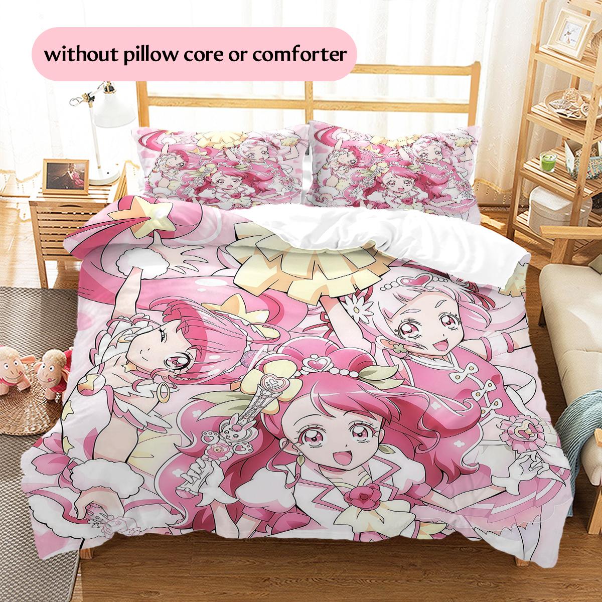 

Pretty Cure Pattern Bedding Quilt Set Home Decoration Gift (1 * duvet cover + 2 * pillowcase without core) 135x200cm