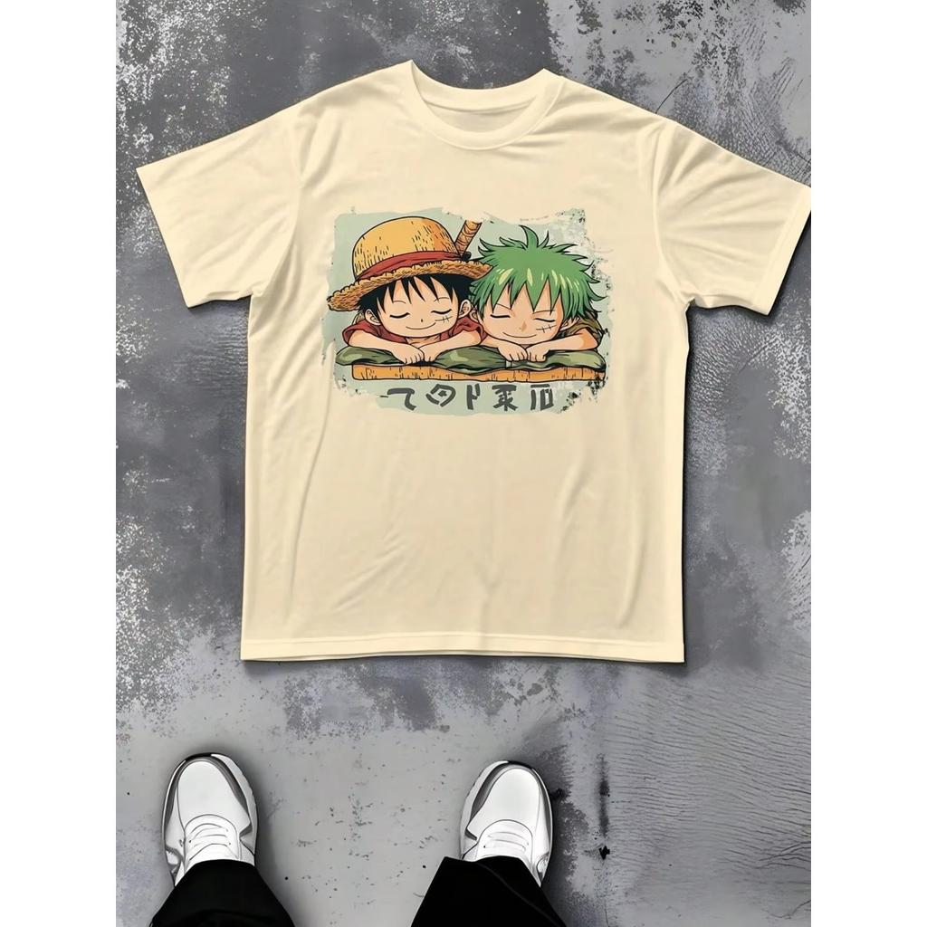 One Piece Trend Explosion New Hot Zoro Luffy Anime Graphic Tshirt Men Summer Oversized Cotton Tee Loose Casual Y2k Top