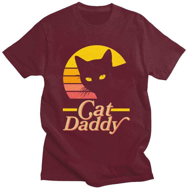 Custom Cat Daddy T Shirt for Men Tshirt Leisure Tee Short Sleeve Fathers Day Gift Tshirts Loose Fit Clothing Gift