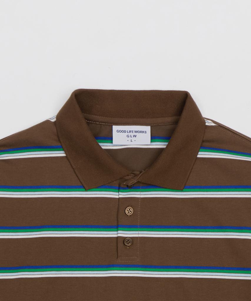 GLW Oversized Striped Collared T-Shirt Brown