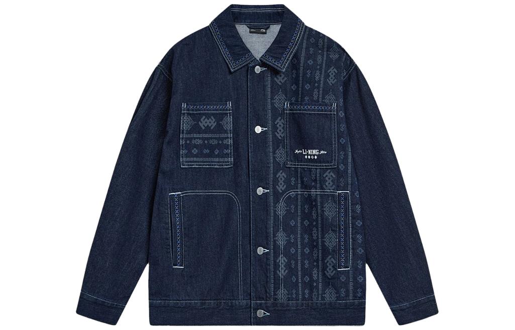 Li Ning Sports Life Collection Denim Jacket Men s Denim Blue AJDT365-1 2XL