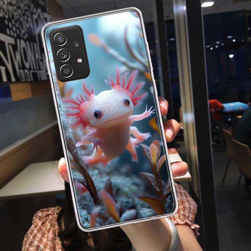 Smiling Salamander Phone Case for Samsung A54 A57 A37 A17 A14 A15 A12 A24 A34 A55 A35 A25 A52S A07 A05S A04S A22 A32 A72 Galaxy